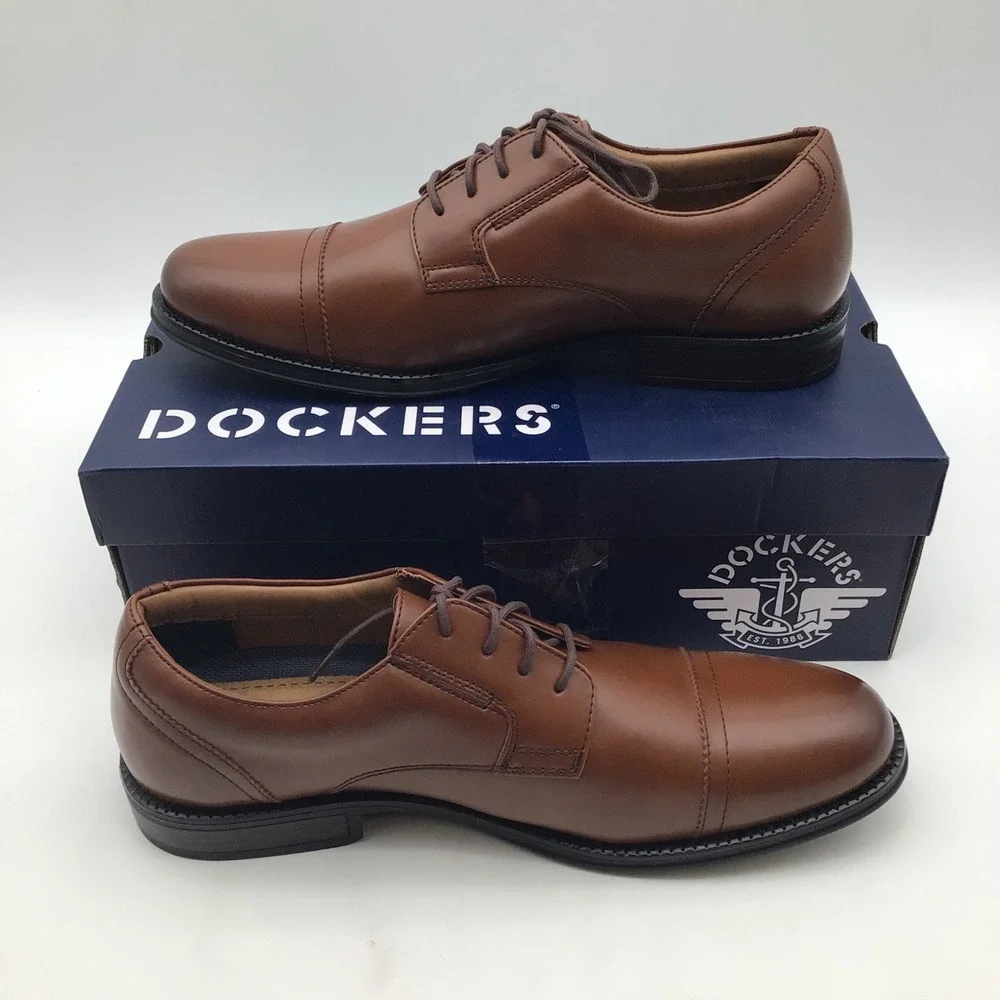Dockers Garfield Mens Tan Cap Toe Oxford Dress Shoes Size 11 M 90-36452 NEW